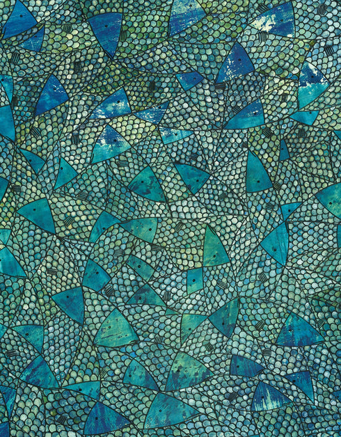 Blue Green Sardines | Framed Giclee Print on Canvas
